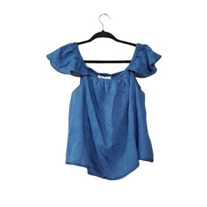 Madewell Indigo Cotton Off-the-Shoulder Top Medium